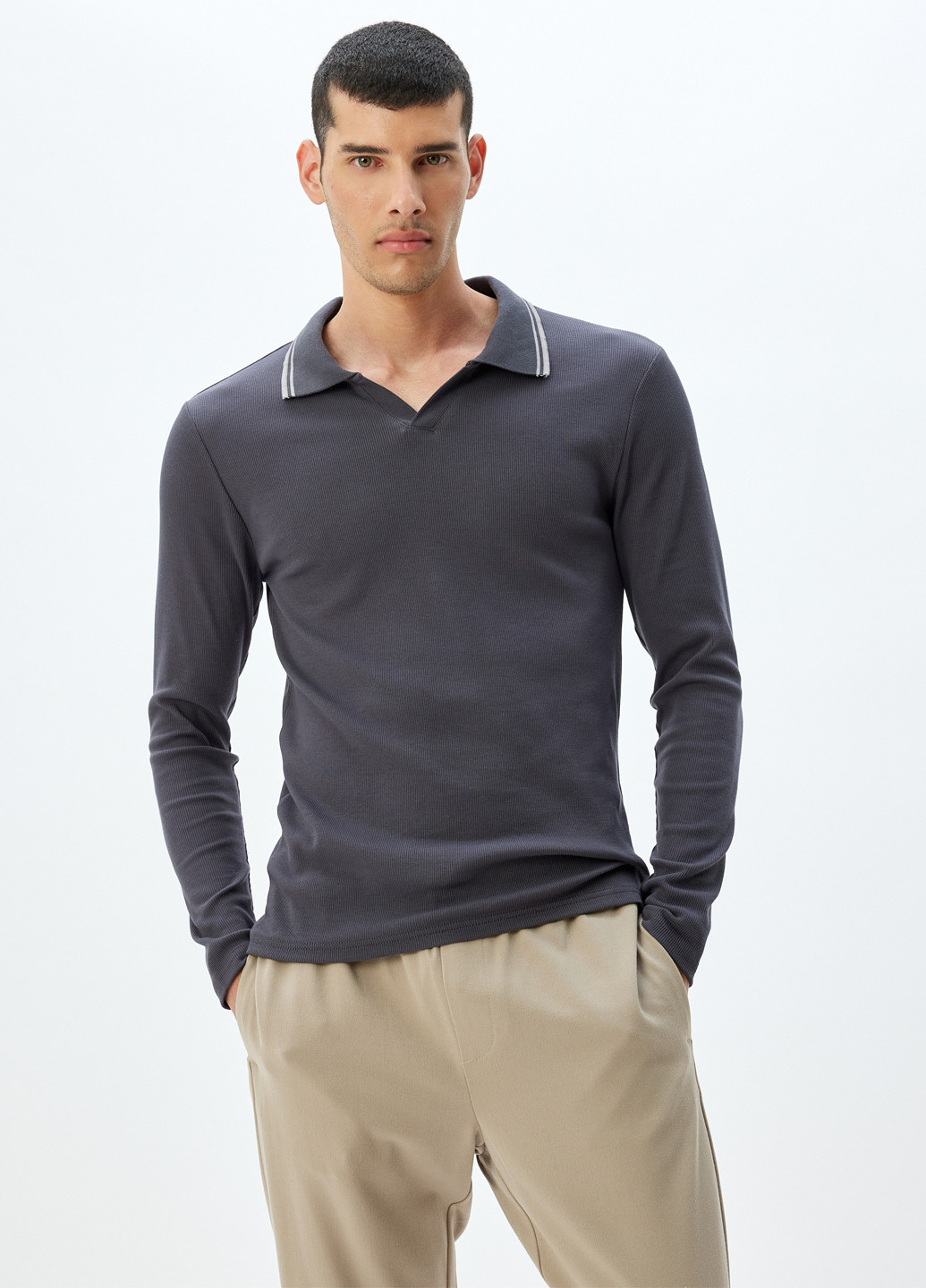 Темно-синяя футболка-поло для мужчин KOTON однотонная