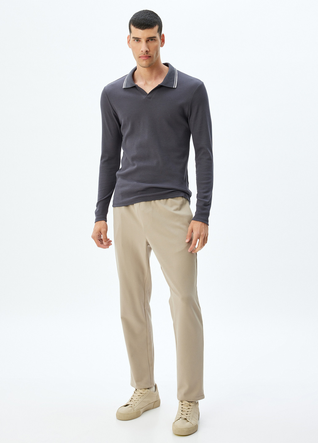 Темно-синяя футболка-поло для мужчин KOTON однотонная