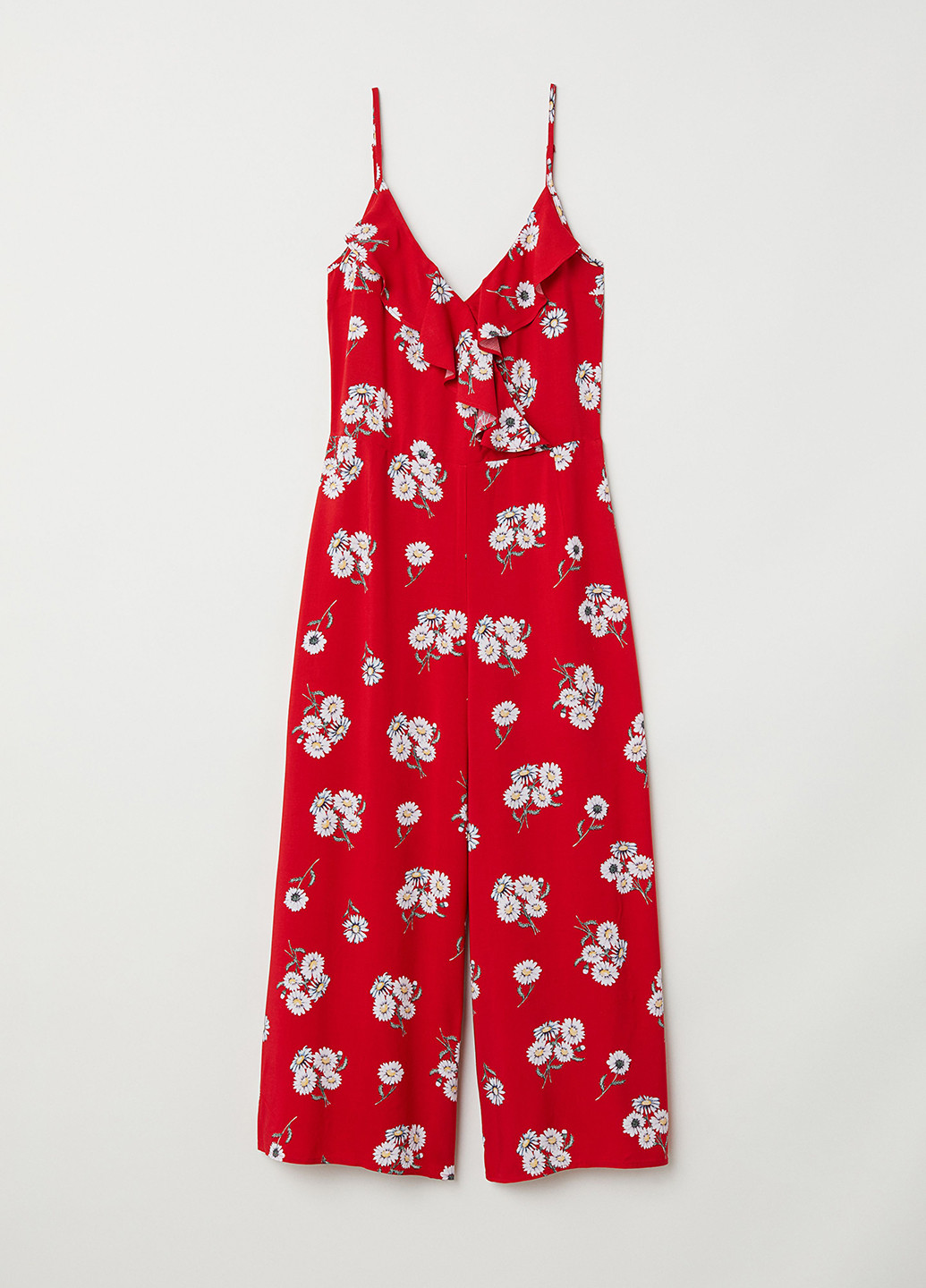 Комбинезон H&M комбинезон-брюки цветочный красный кэжуал вискоза