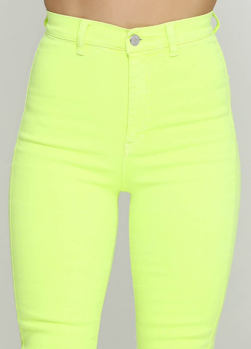 Кислотно-зеленые джинсовые демисезонные зауженные брюки Pull & Bear