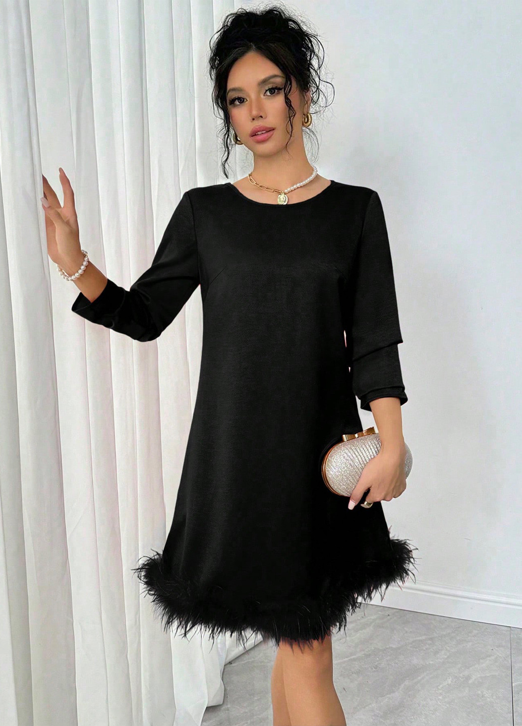 Чорна коктейльна сукня а-силует SHEIN однотонна