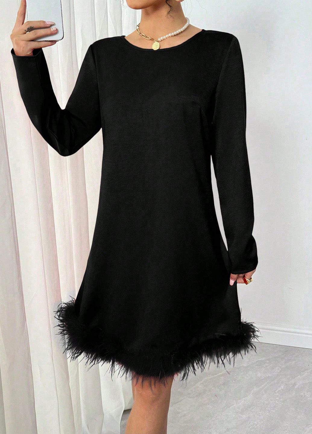 Чорна коктейльна сукня а-силует SHEIN однотонна