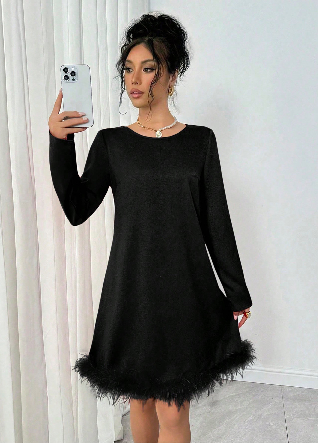 Чорна коктейльна сукня а-силует SHEIN однотонна