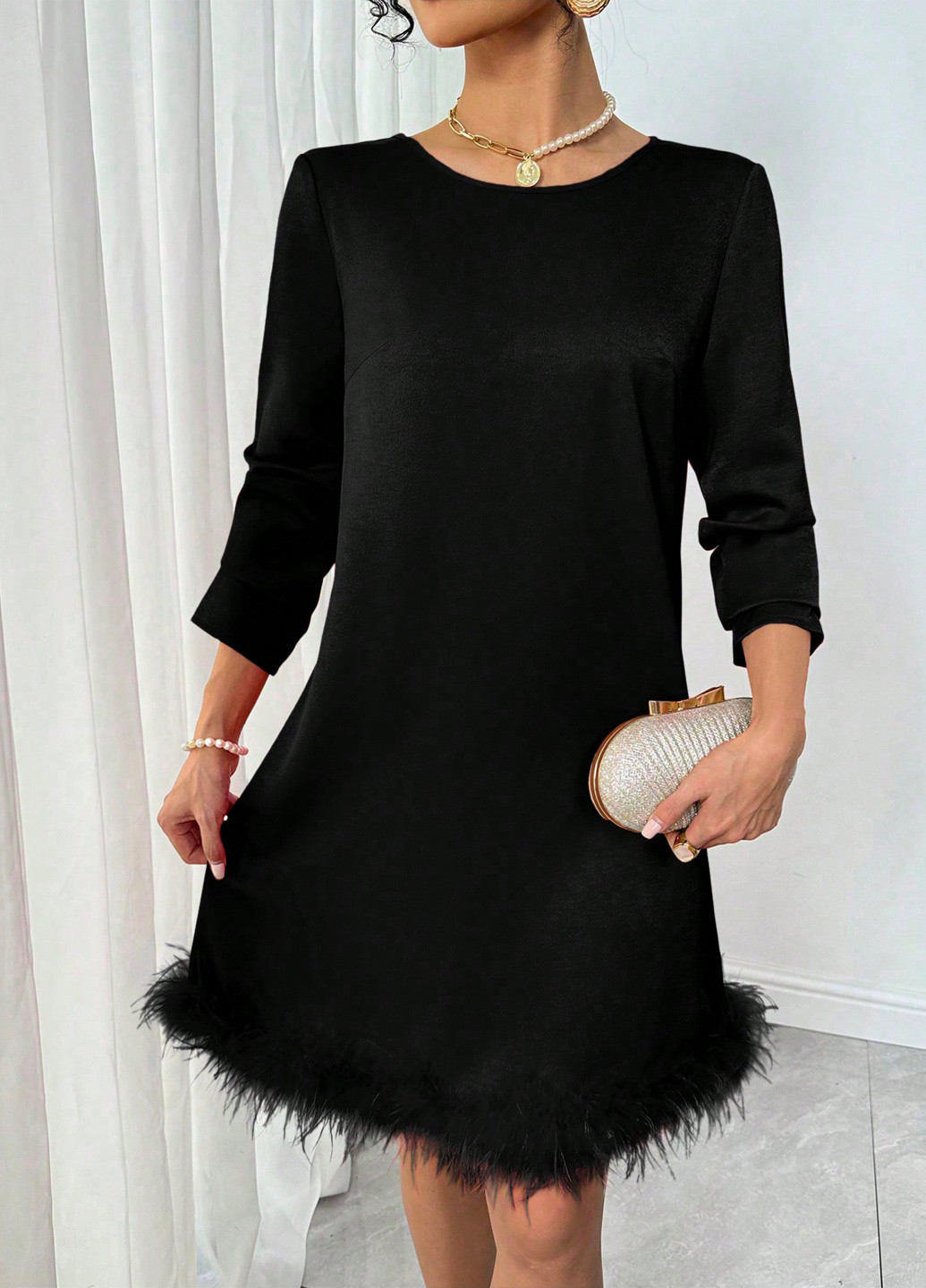 Чорна коктейльна сукня а-силует SHEIN однотонна