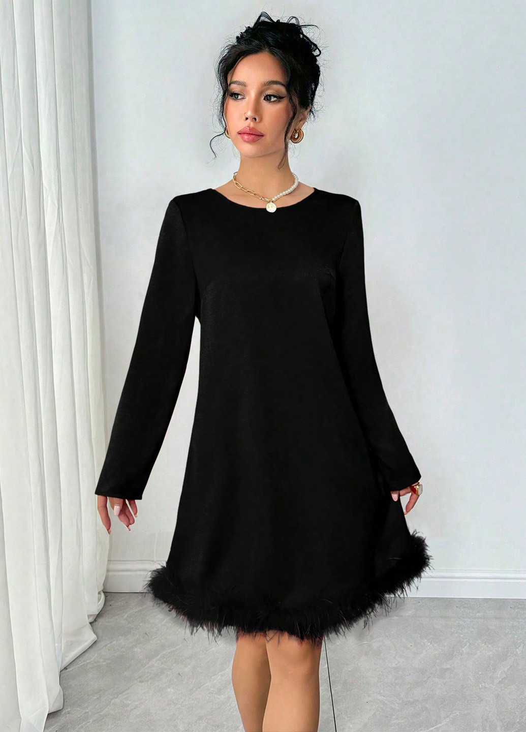 Чорна коктейльна сукня а-силует SHEIN однотонна