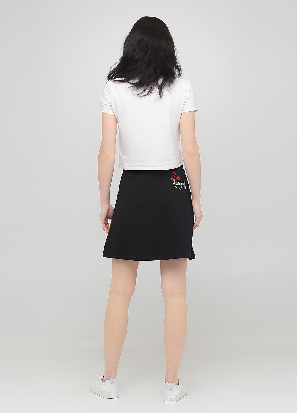 Черная кэжуал с абстрактным узором юбка Desigual а-силуэта (трапеция)