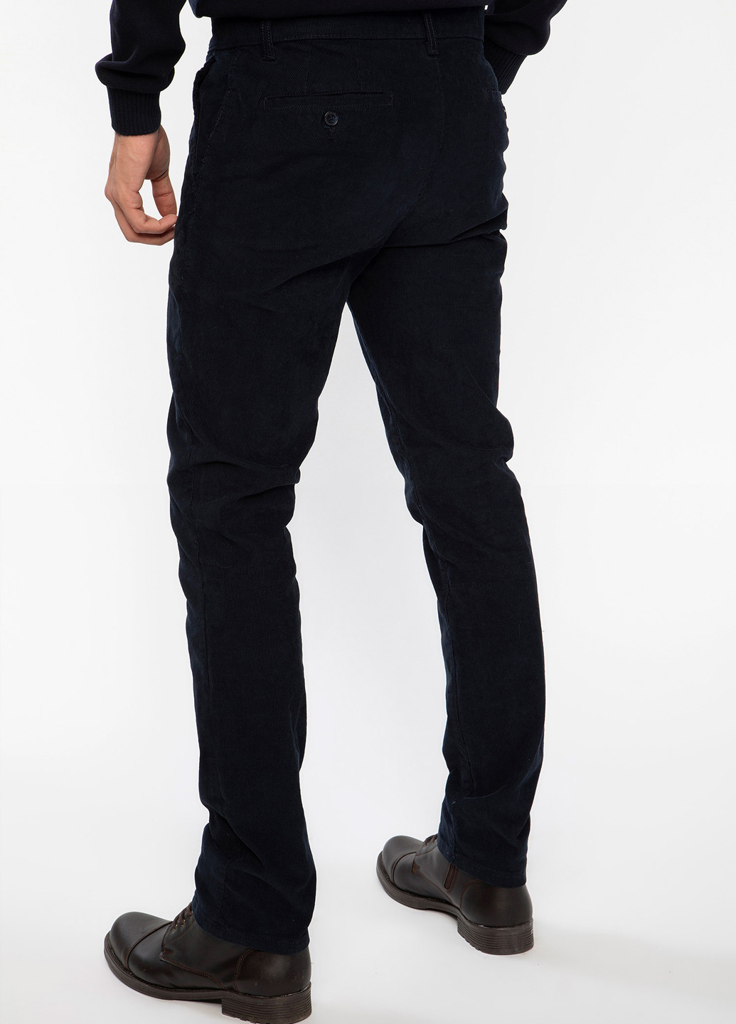 Темно-синие кэжуал демисезонные прямые брюки DeFacto
