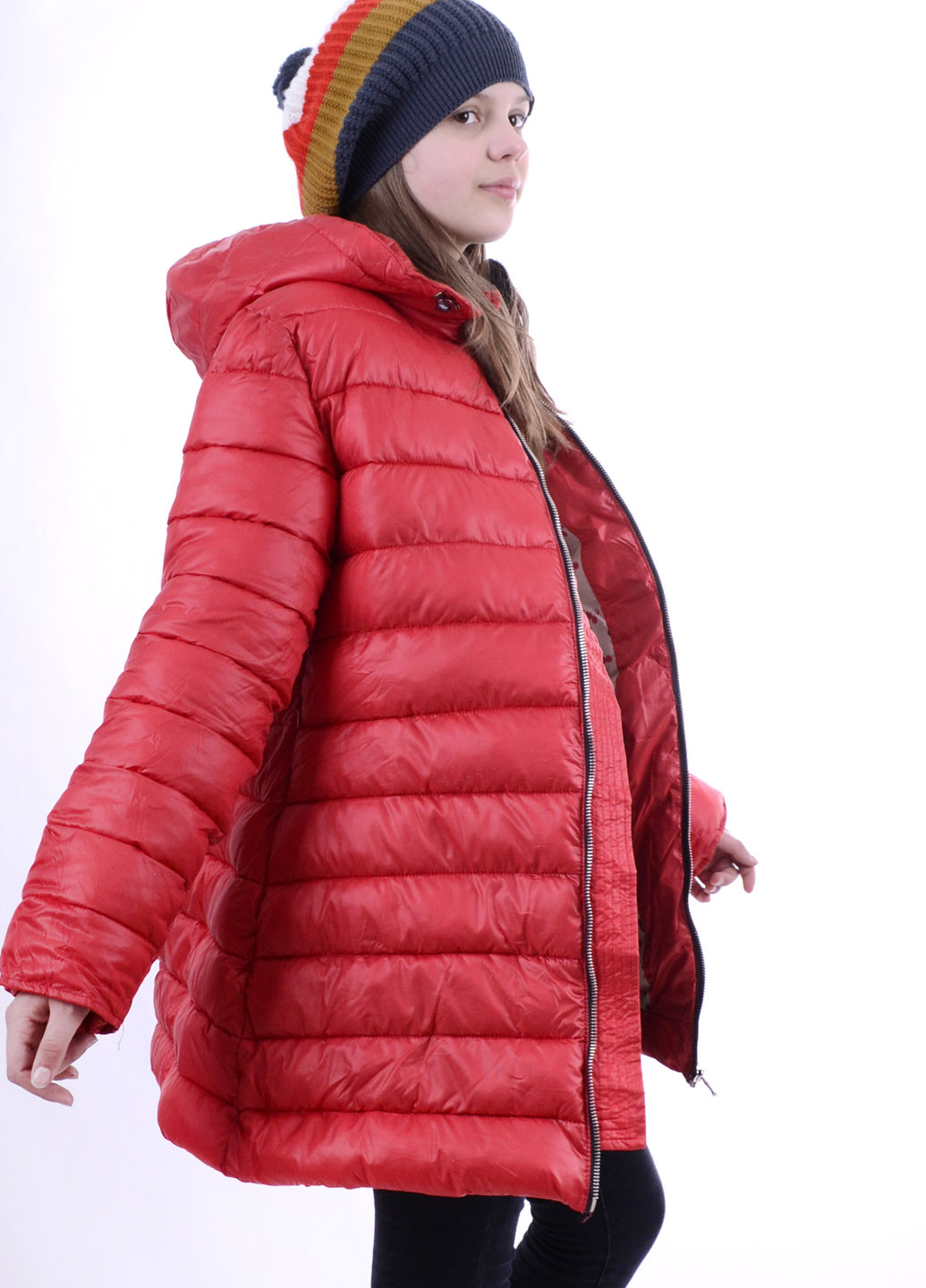 Красная демисезонная европуховик j28 Luxik удлиненная куртка