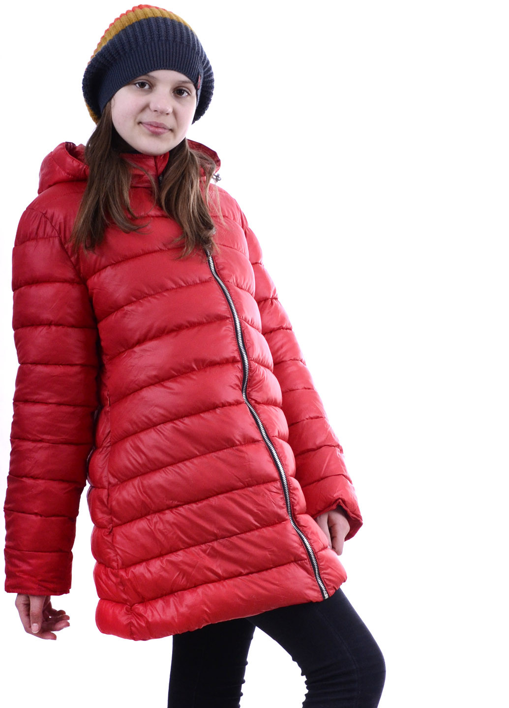 Красная демисезонная европуховик j28 Luxik удлиненная куртка