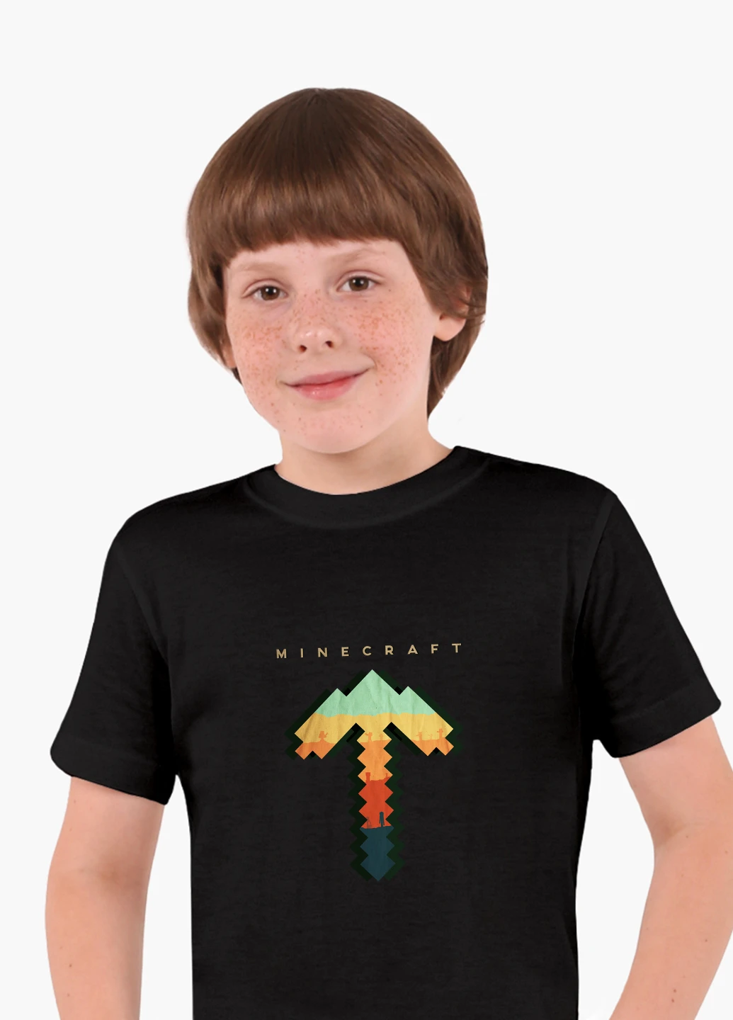 Черная демисезонная футболка детская майнкрафт (minecraft)(9224-1169) MobiPrint