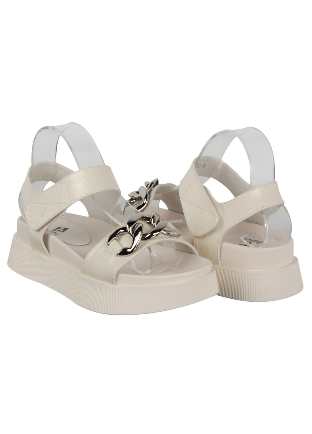 Бежевые женские босоножки 197928, бежевый, 36, 2999860524444 Buts на липучке