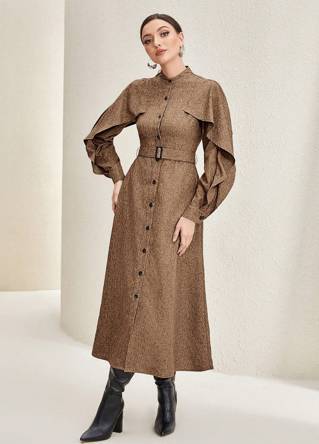 Коричнева кежуал сукня кльош SHEIN меланжева