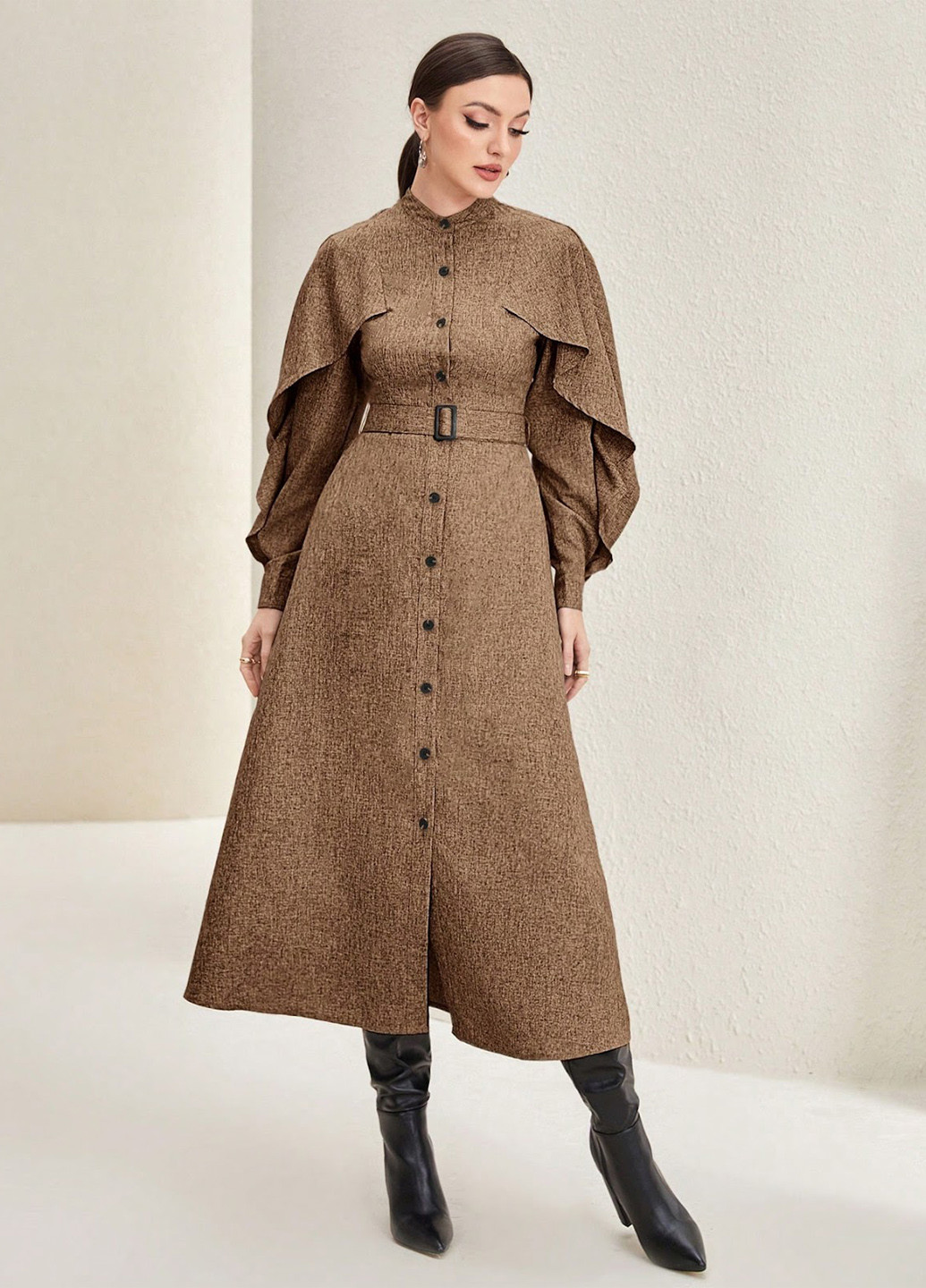 Коричнева кежуал сукня кльош SHEIN меланжева