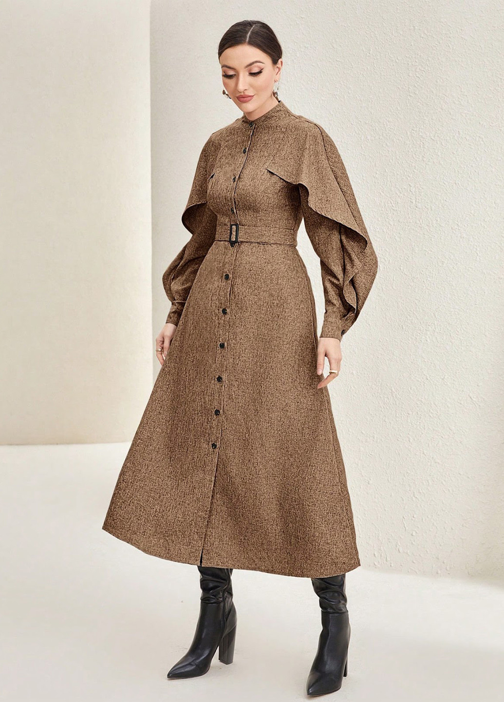 Коричнева кежуал сукня кльош SHEIN меланжева