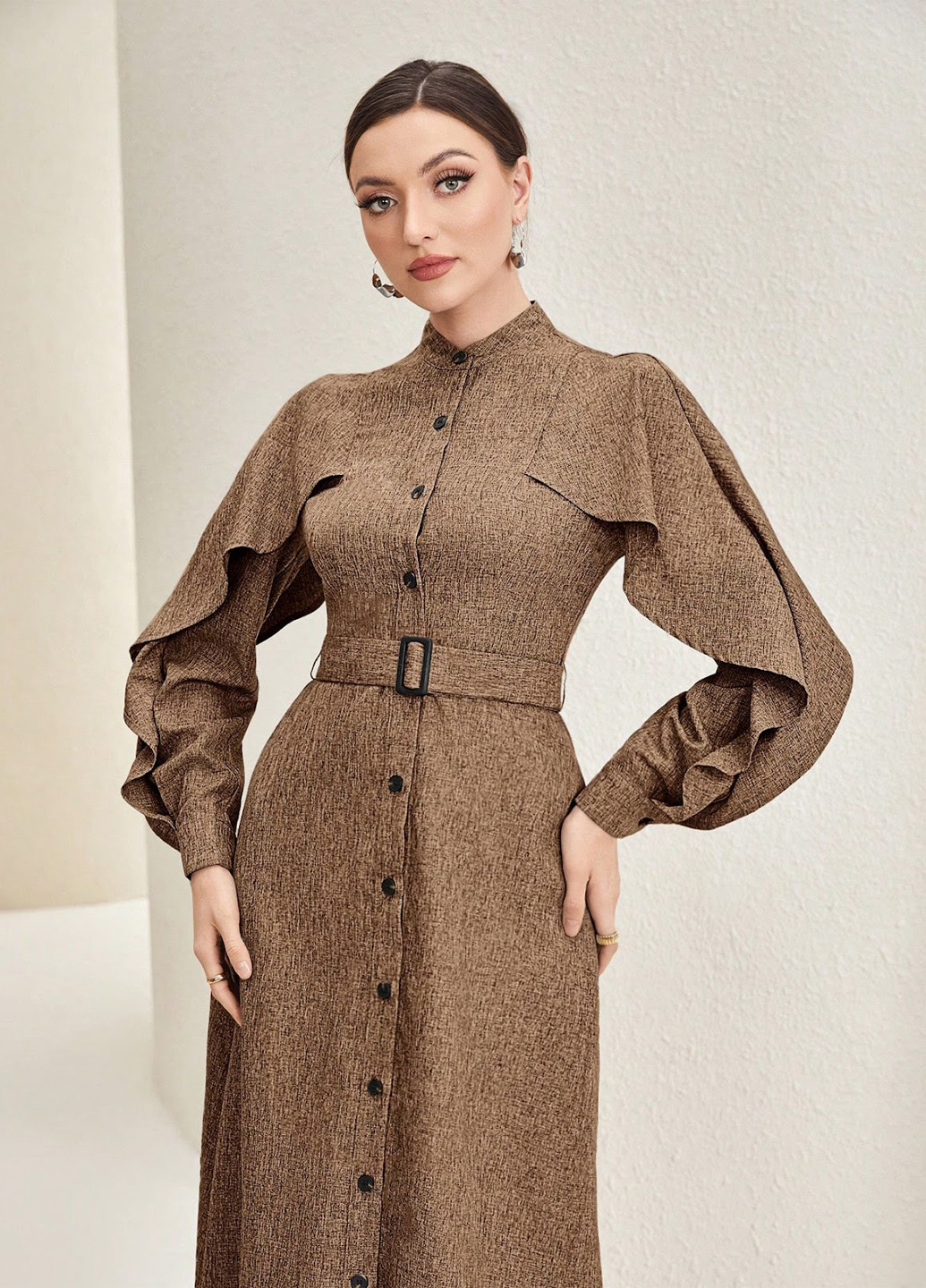 Коричнева кежуал сукня кльош SHEIN меланжева