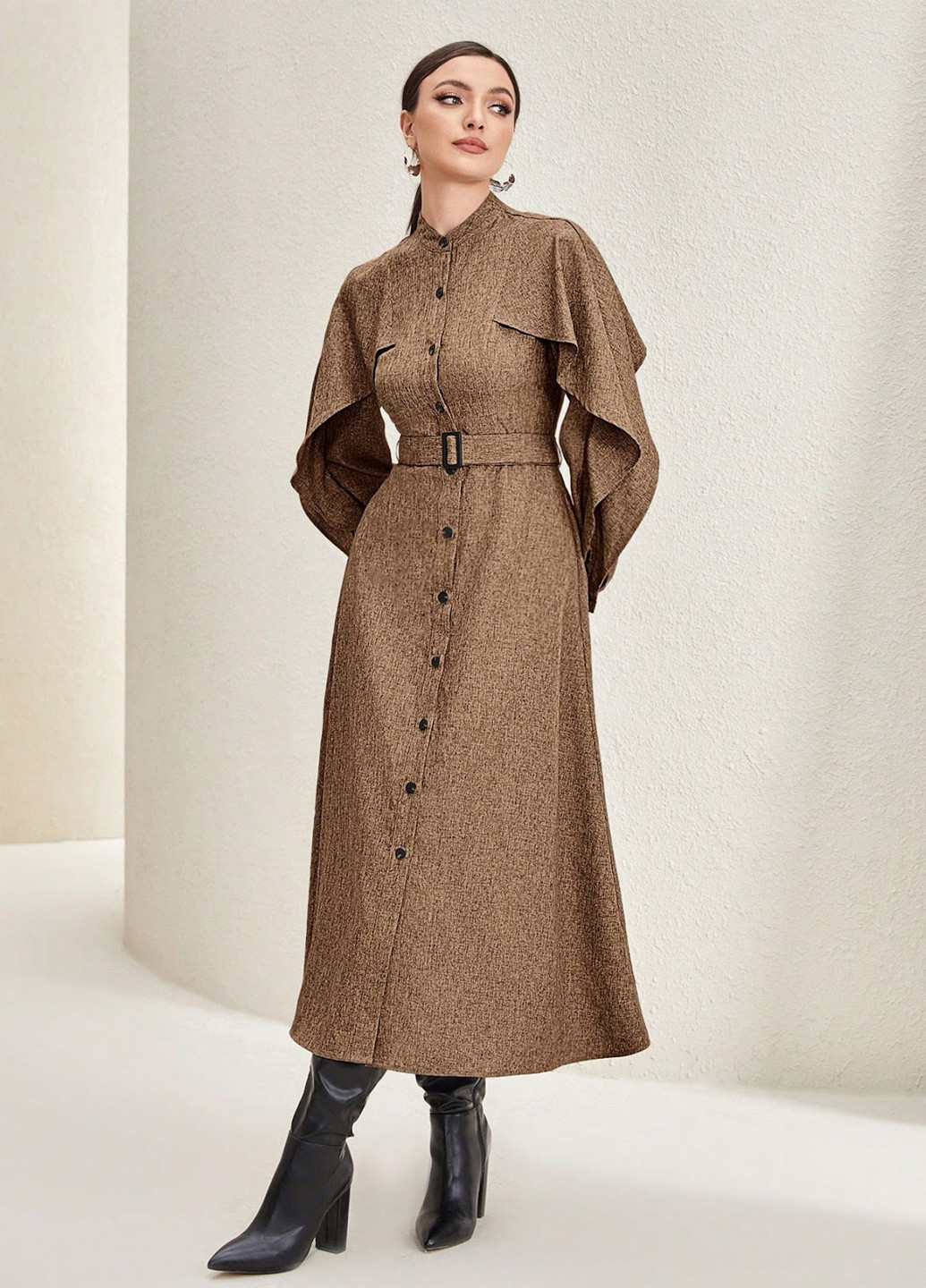 Коричнева кежуал сукня кльош SHEIN меланжева