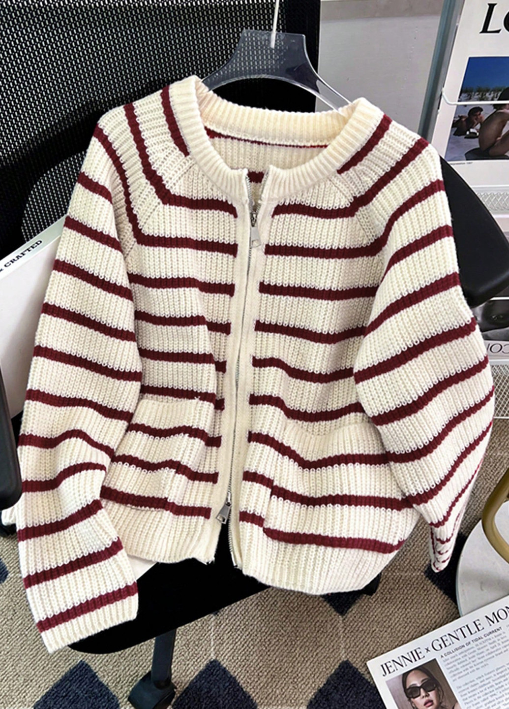 Бордовый демисезонный кардиган SHEIN