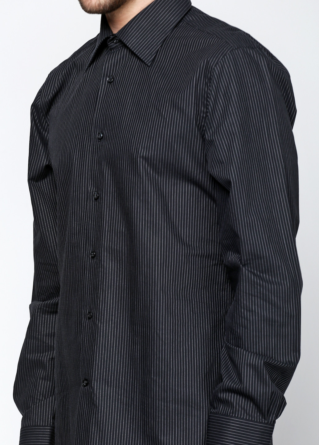 Черная классическая рубашка в полоску Valentino