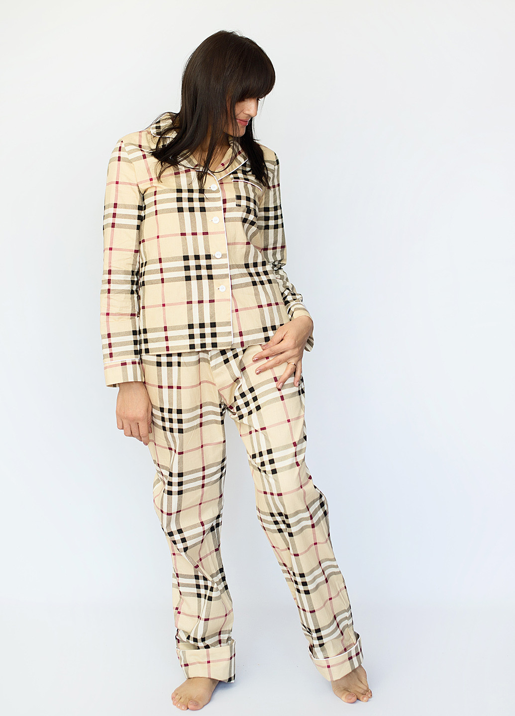 Бежевая всесезон пижама (кофта, брюки) M & G