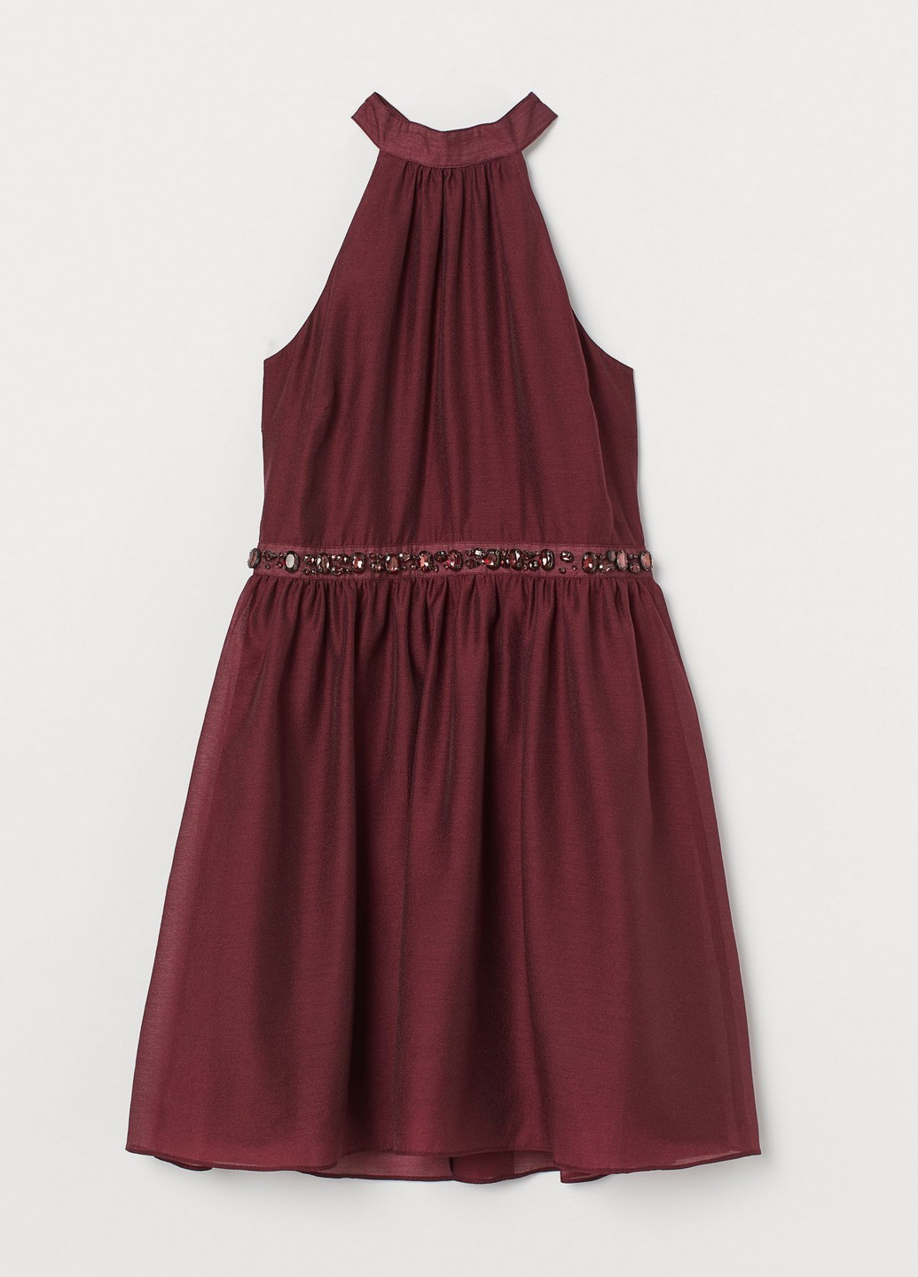 Бордовое коктейльное платье H&M однотонное