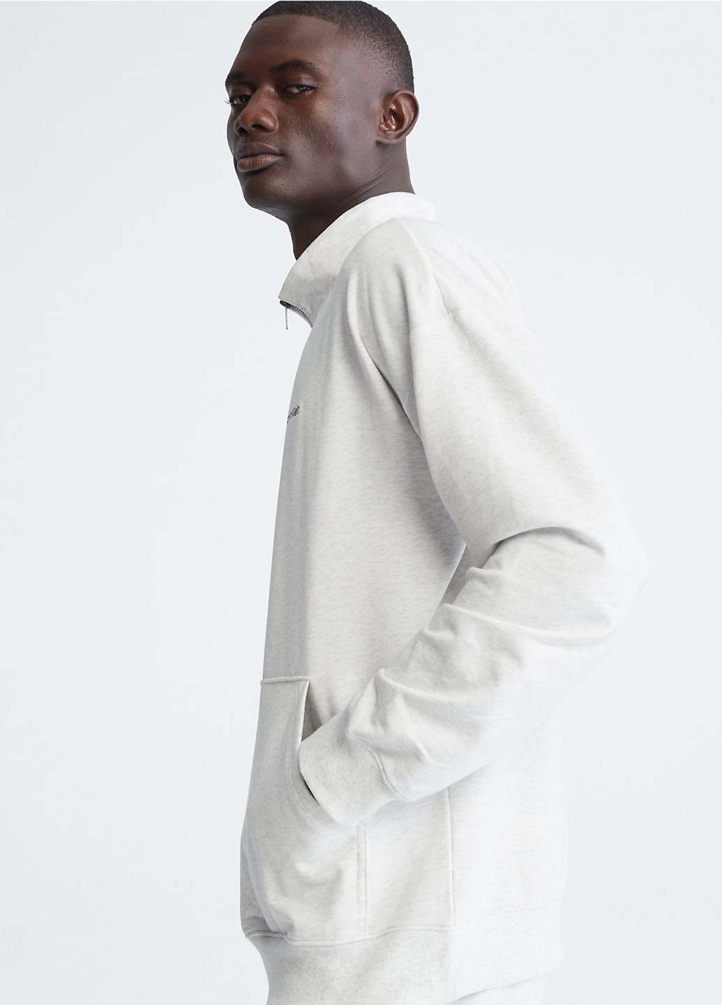 Світшот Calvin Klein - Прямий крій меланж молочний кежуал бавовна, трикотаж - (258474489)