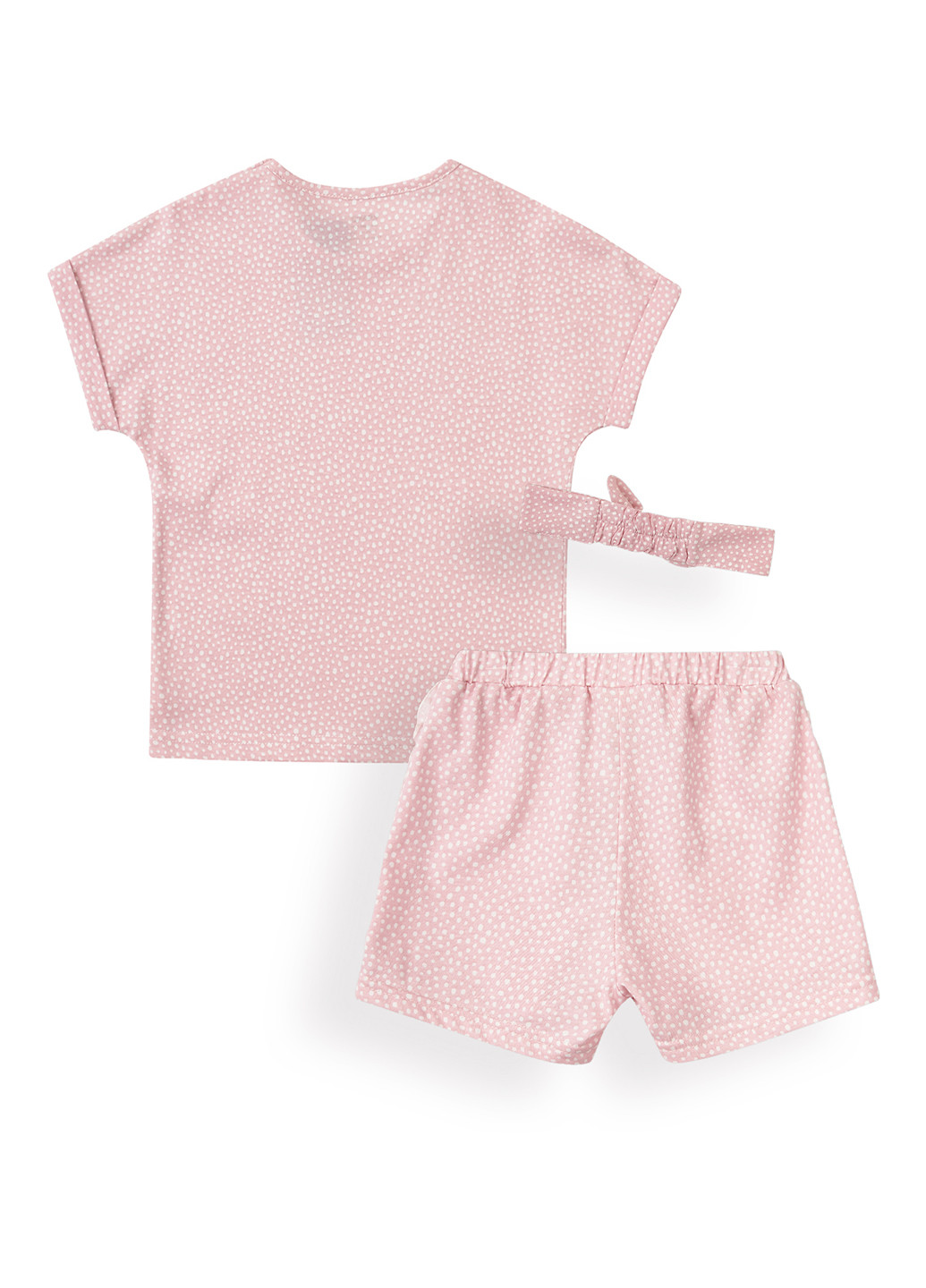Розовый летний комплект (повязка, футболка, шорты) KRAKO