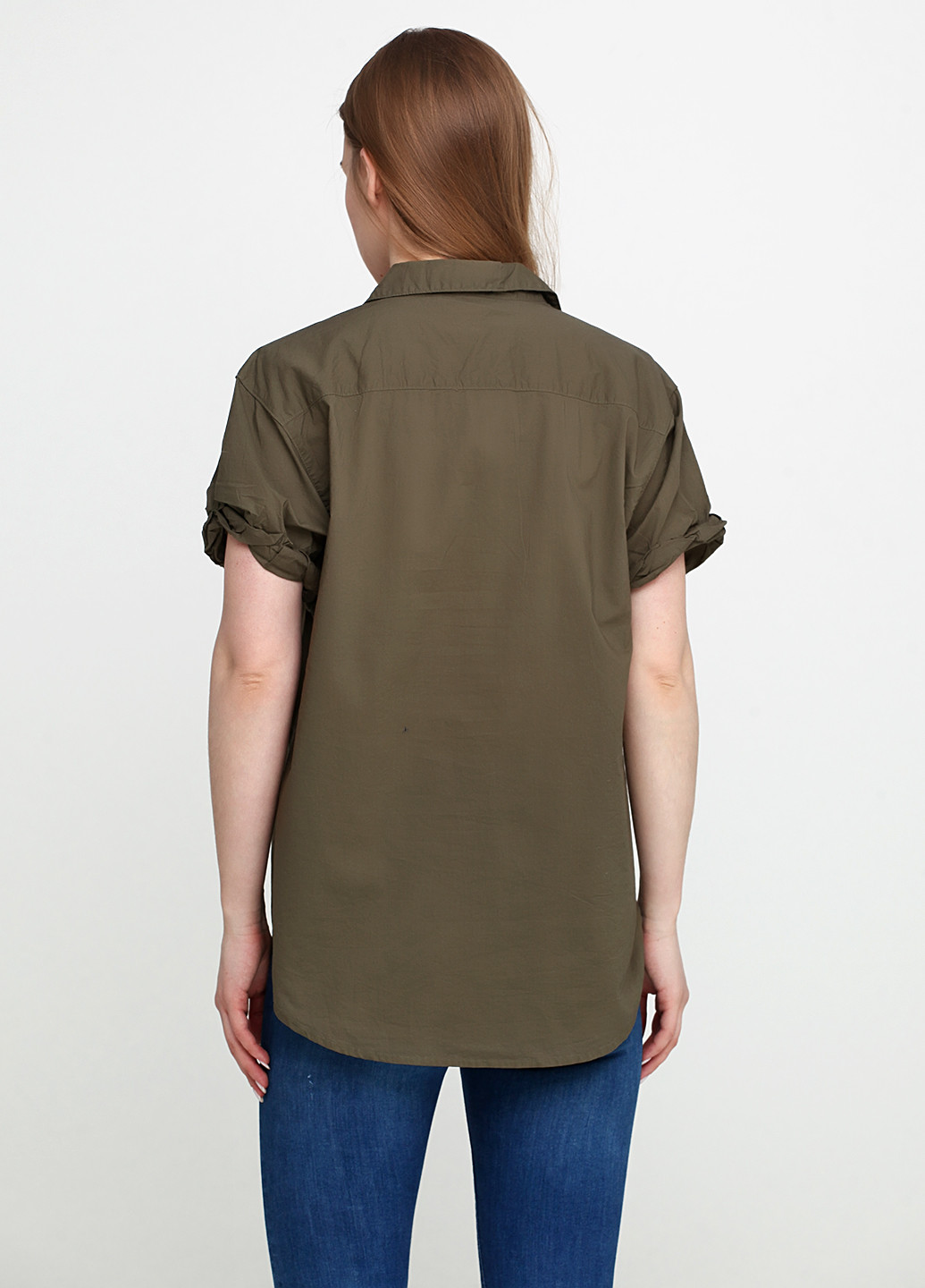Оливковая (хаки) летняя рубашка с к/р H&M