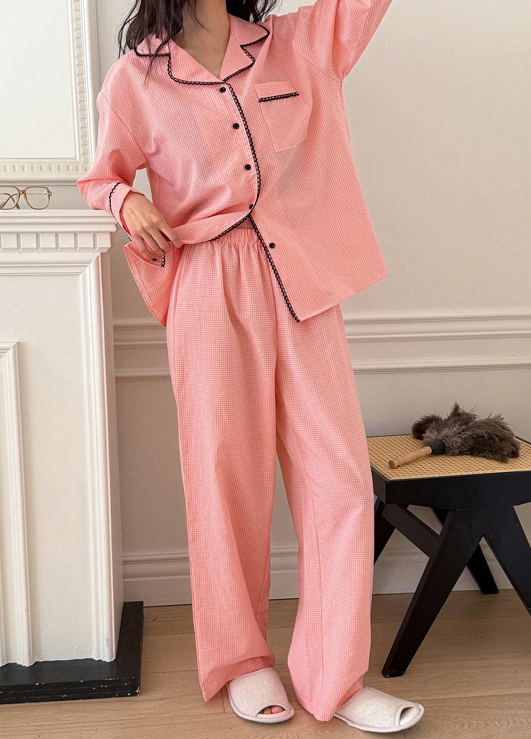 Рожева всесезон піжама (сорочка, штани) сорочка + брюки SHEIN