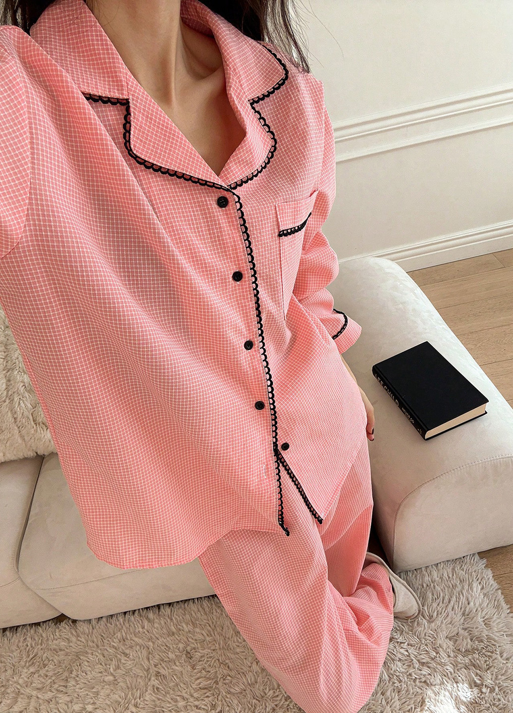 Рожева всесезон піжама (сорочка, штани) сорочка + брюки SHEIN