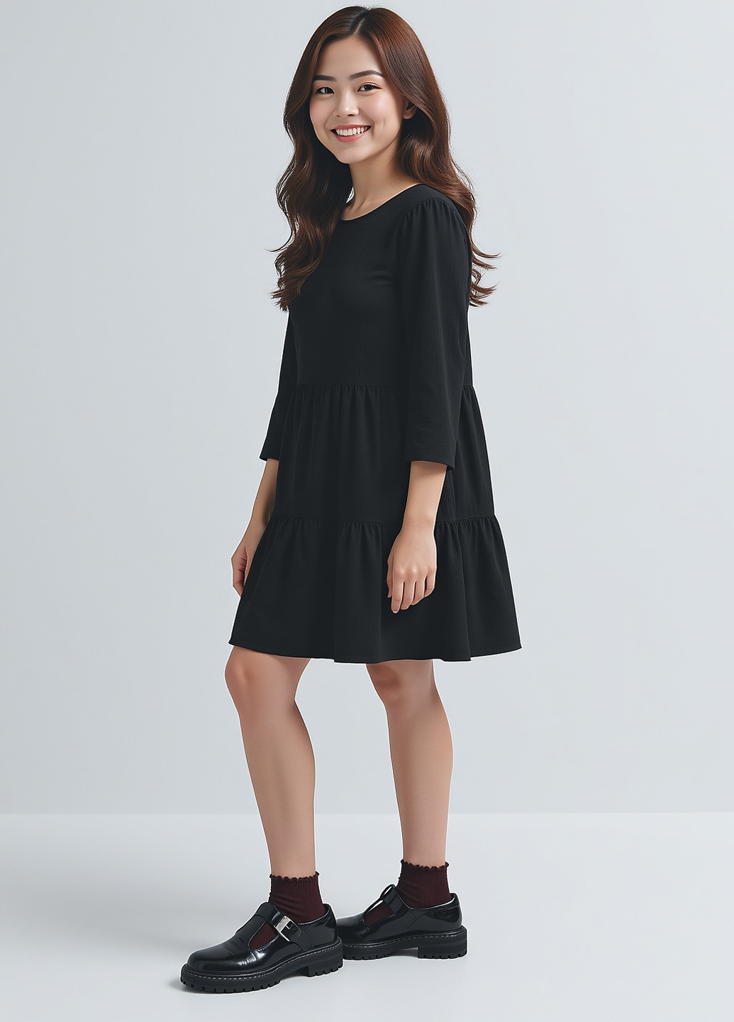 Чорна кежуал сукня кльош House однотонна