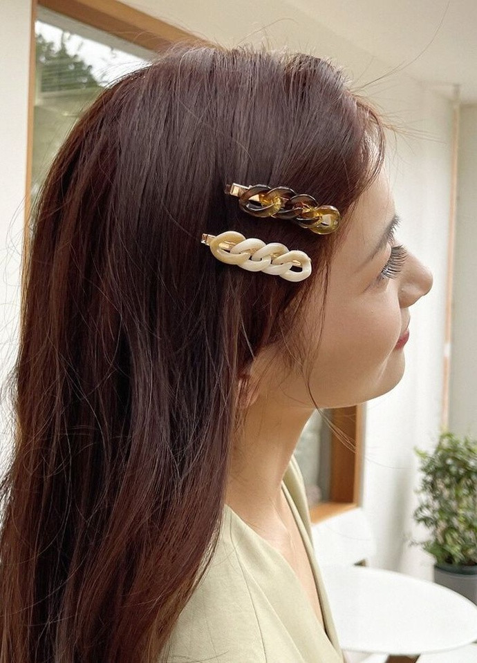 Набор заколок для волос "Two retro chains", золотисто-коричневый, 2 шт Анна Ясеницька (252439277)