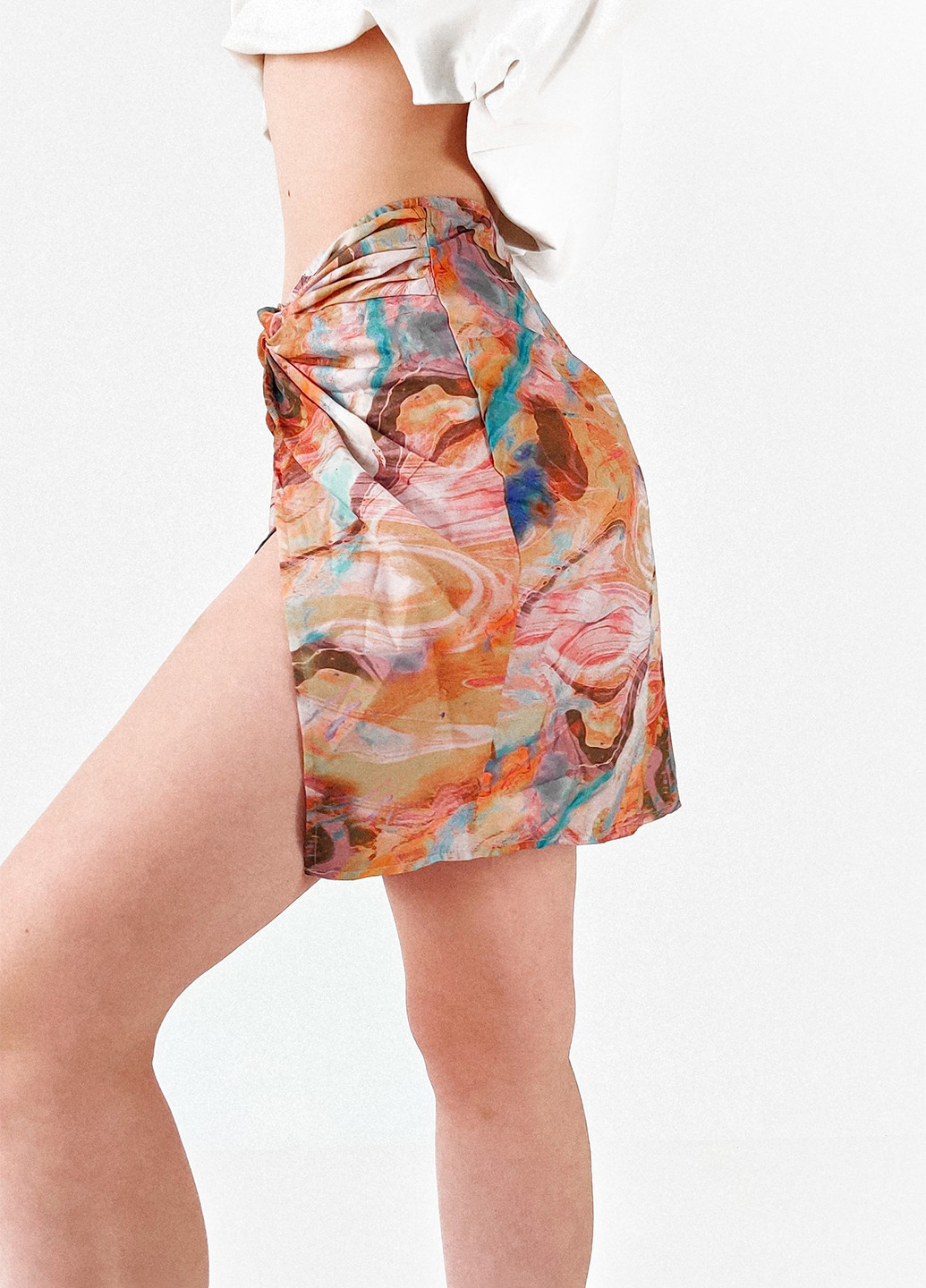 Разноцветная пляжный с абстрактным узором юбка PrettyLittleThing а-силуэта (трапеция)