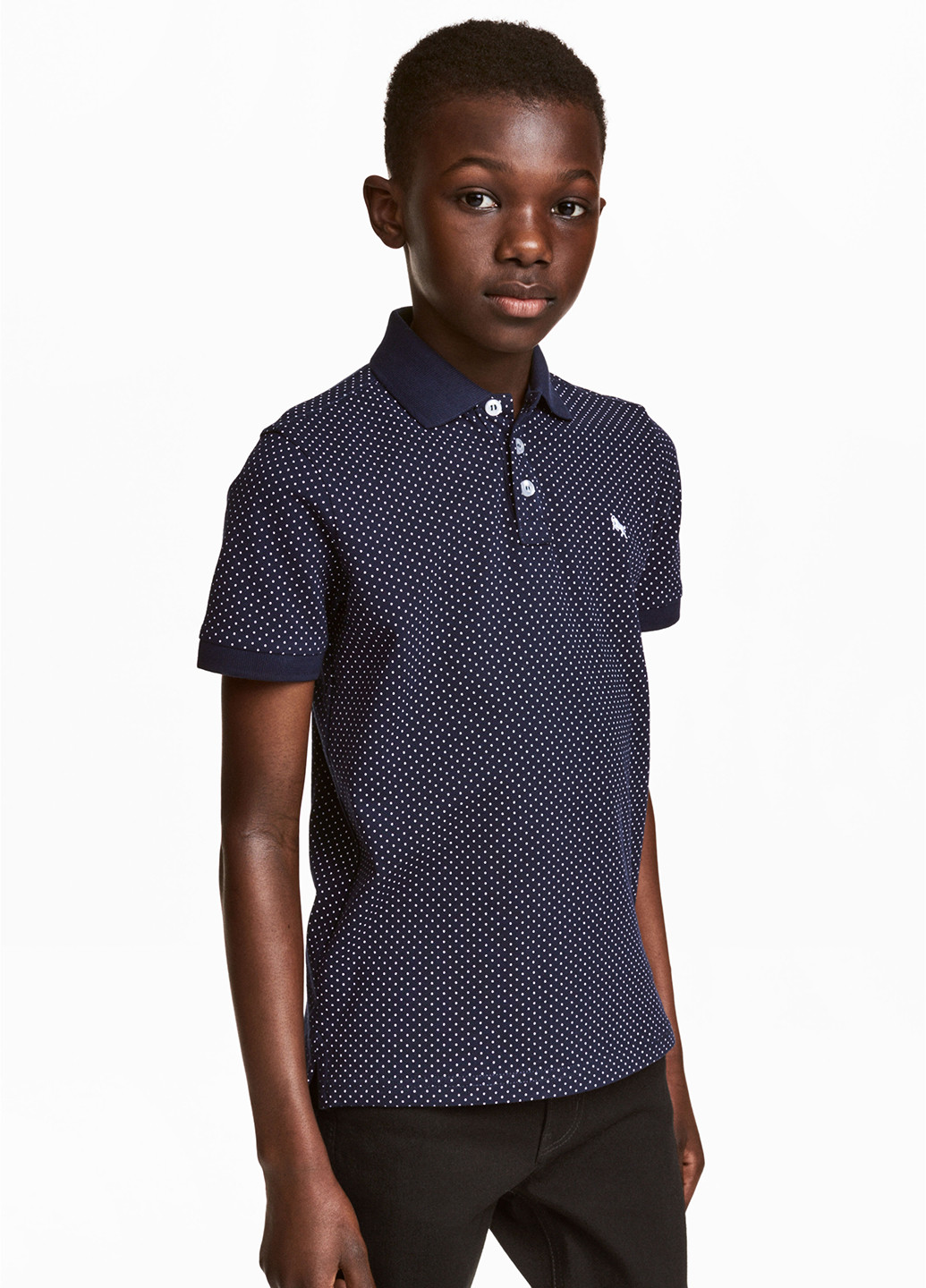 Темно-синяя детская футболка-поло для мальчика H&M