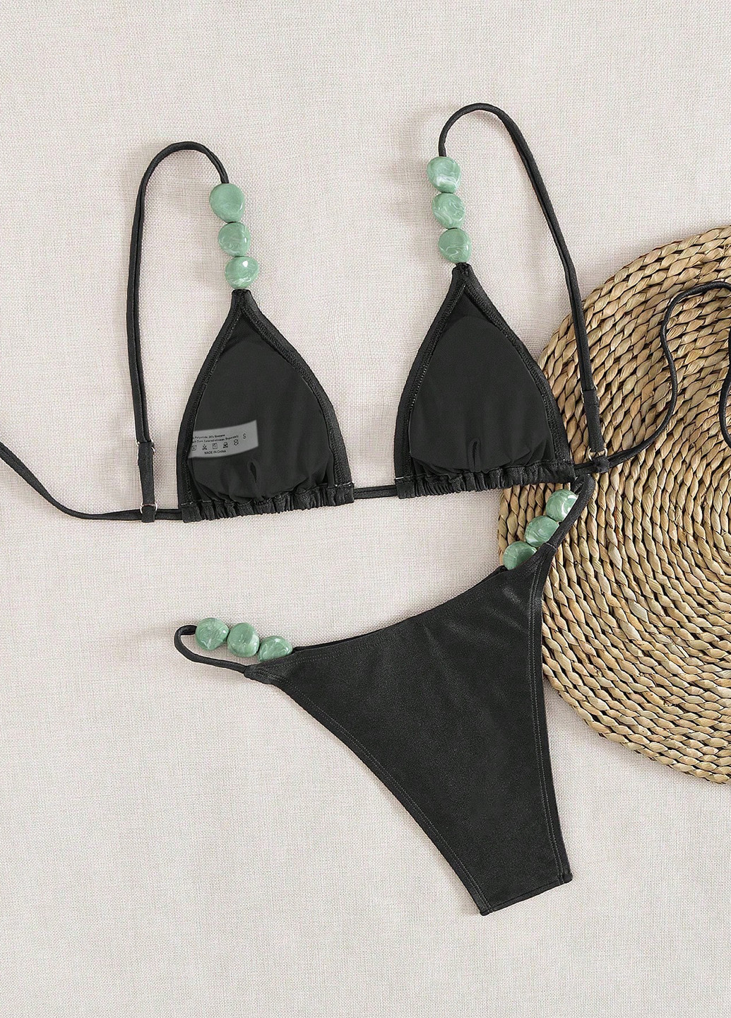 Черный демисезонный купальник (лиф, трусики) бикини, раздельный SHEIN