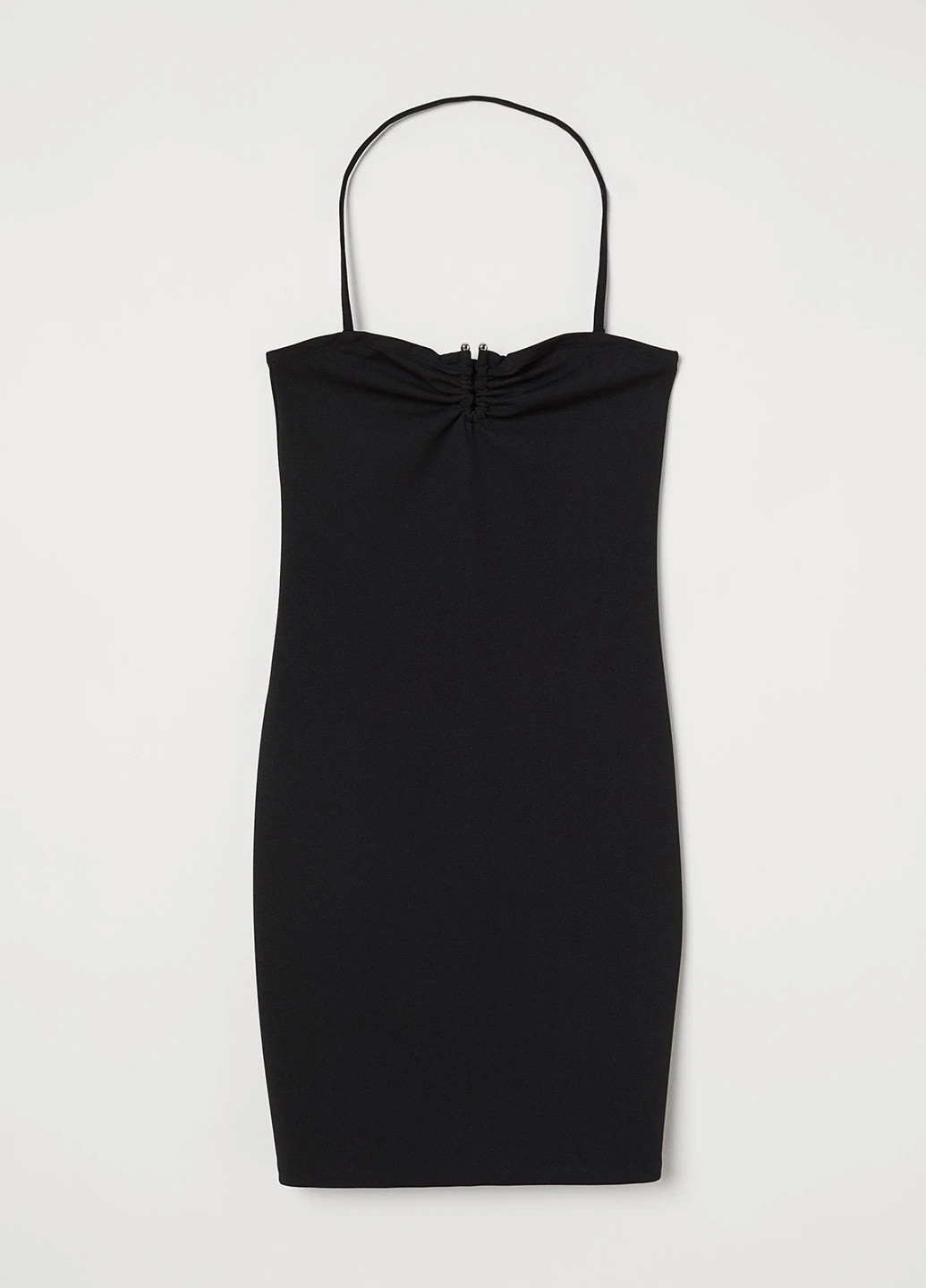 Черное кэжуал платье силуэтная, с открытыми плечами H&M однотонное