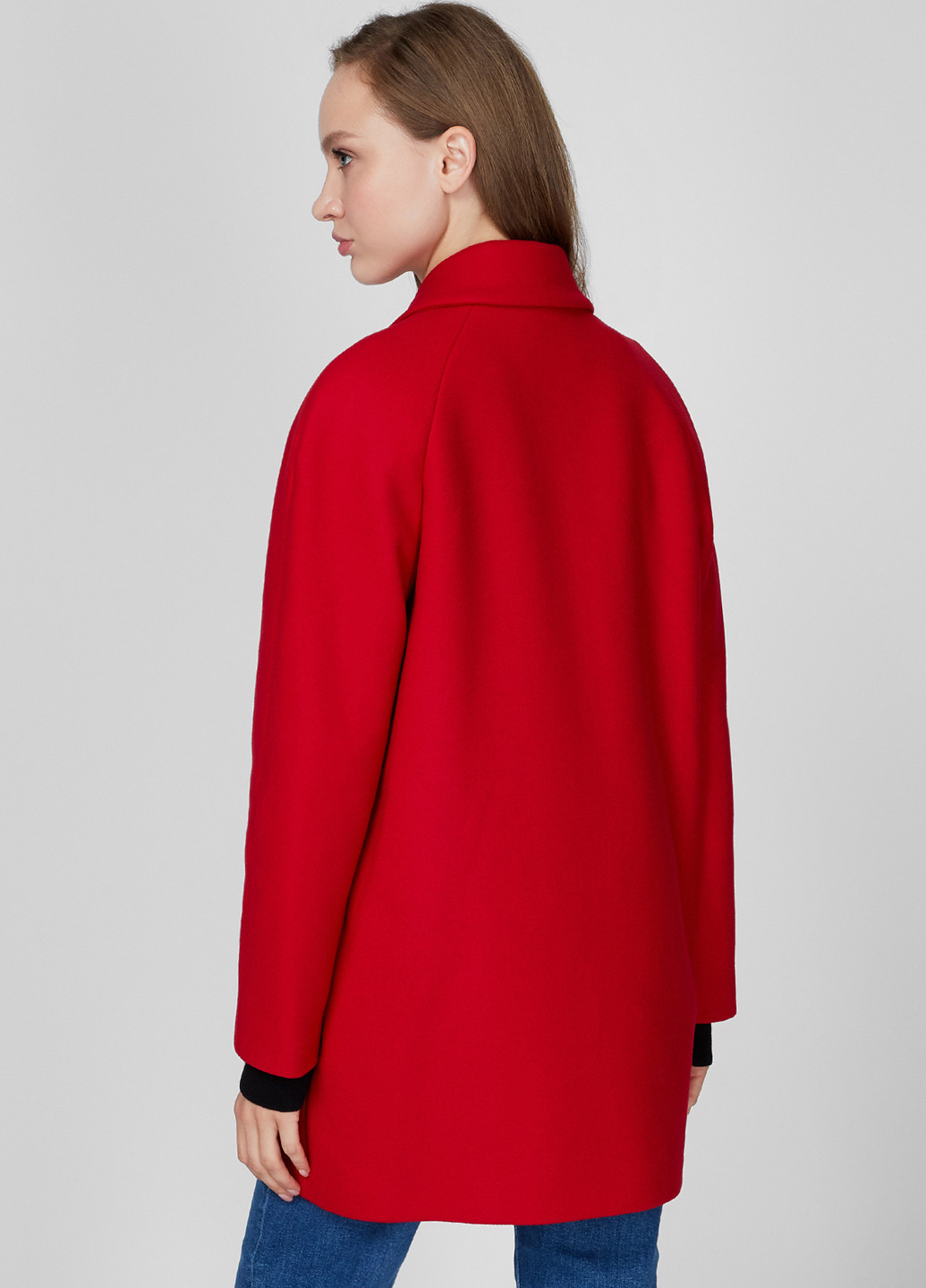 Красное демисезонное Пальто однобортное Love Moschino