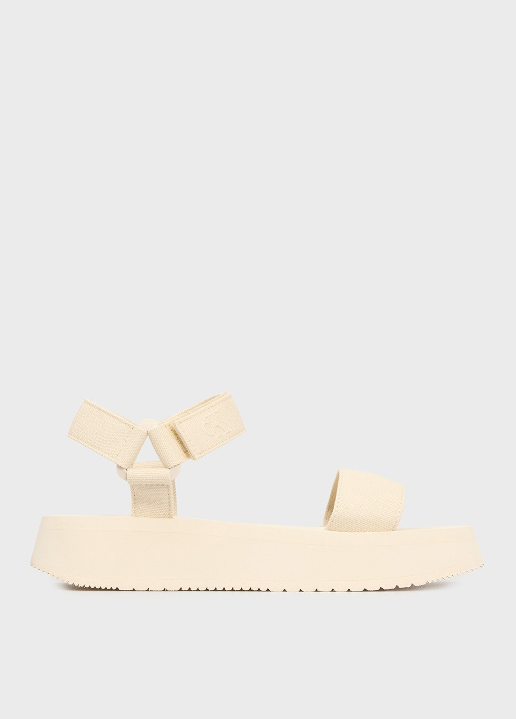 Бежевые босоножки Calvin Klein Jeans на липучке с тиснением, с логотипом