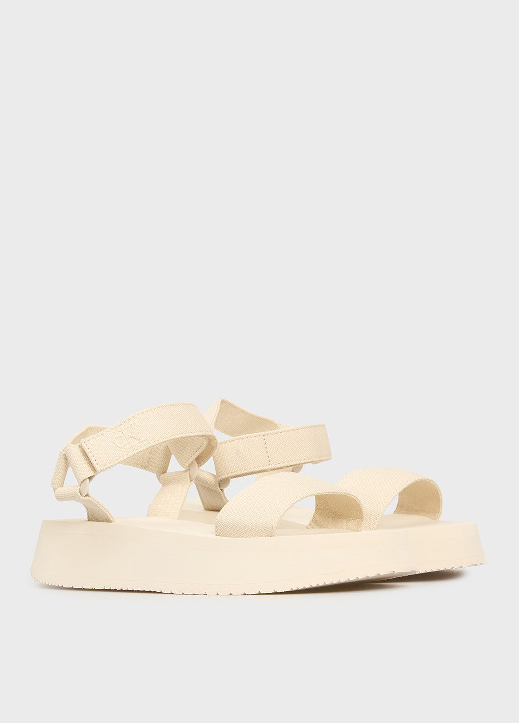 Бежевые босоножки Calvin Klein Jeans на липучке с тиснением, с логотипом