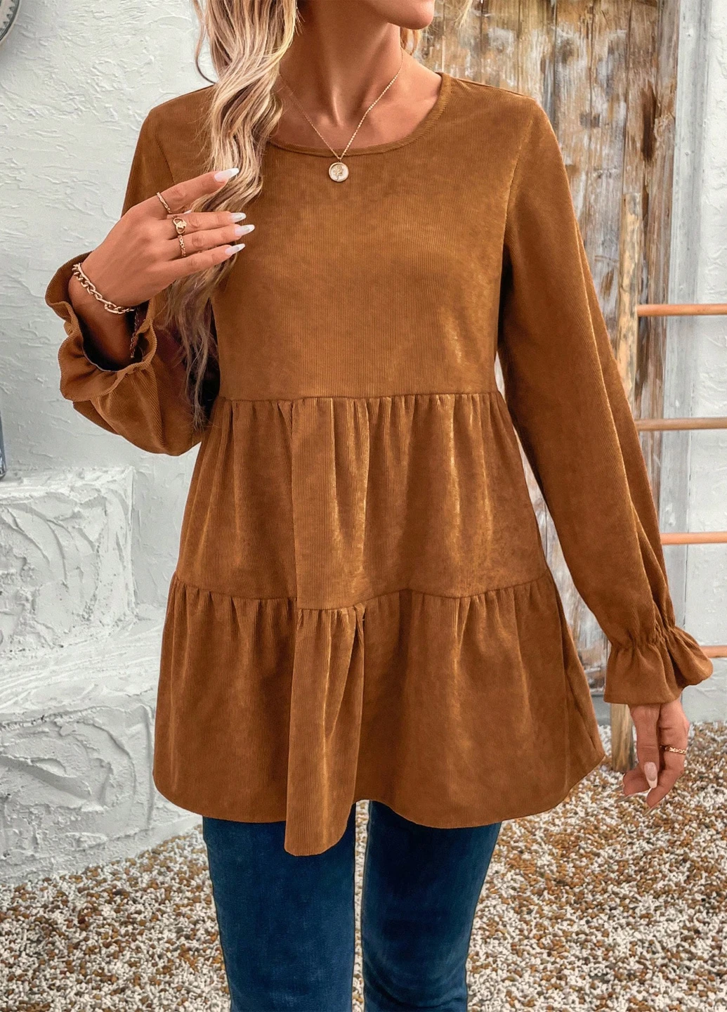 Хакі блуза SHEIN
