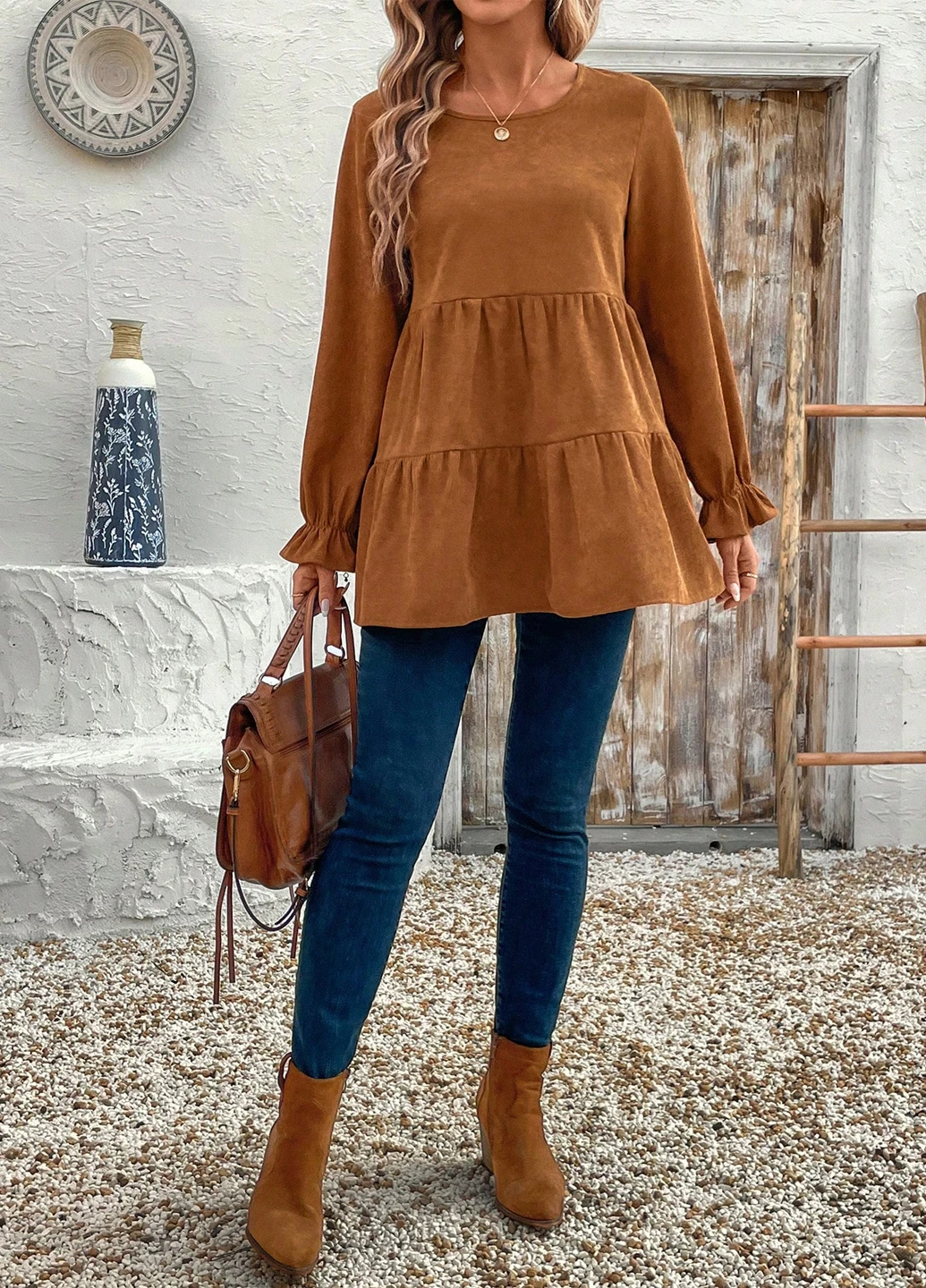 Хакі блуза SHEIN