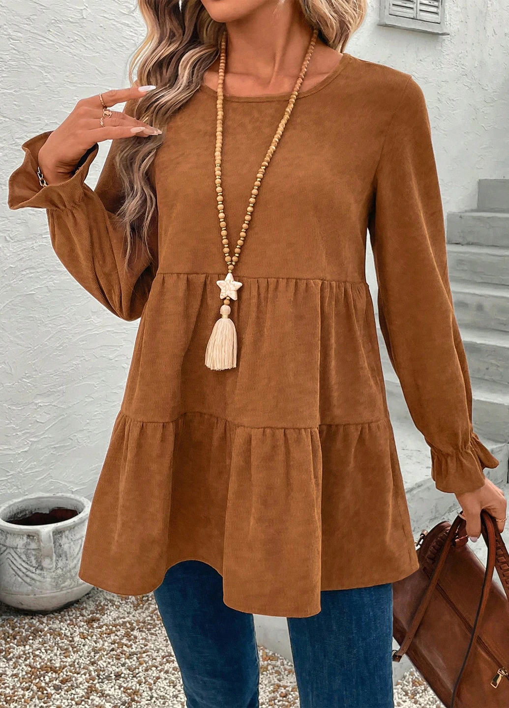 Хакі блуза SHEIN