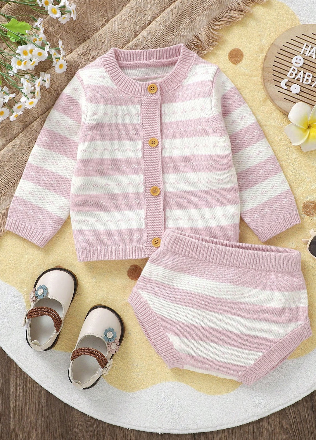 Рожевий демісезонний костюм (кофта, шорти) з шортами SHEIN