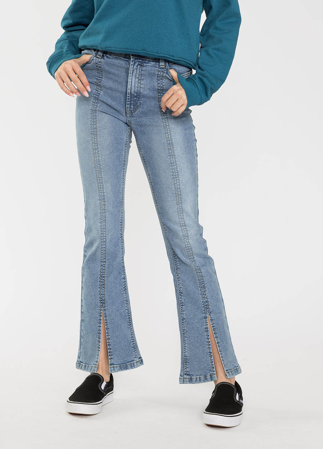 Голубые демисезонные клеш джинсы Reporter Young