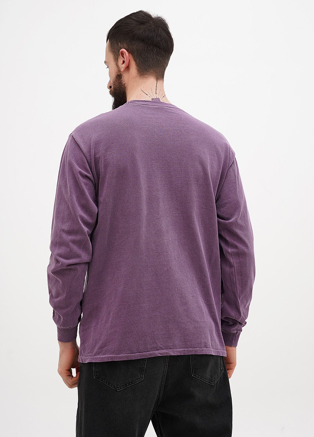 Лонгслів Blue 84 однотонний фіолетовий кежуали бавовна, трикотаж