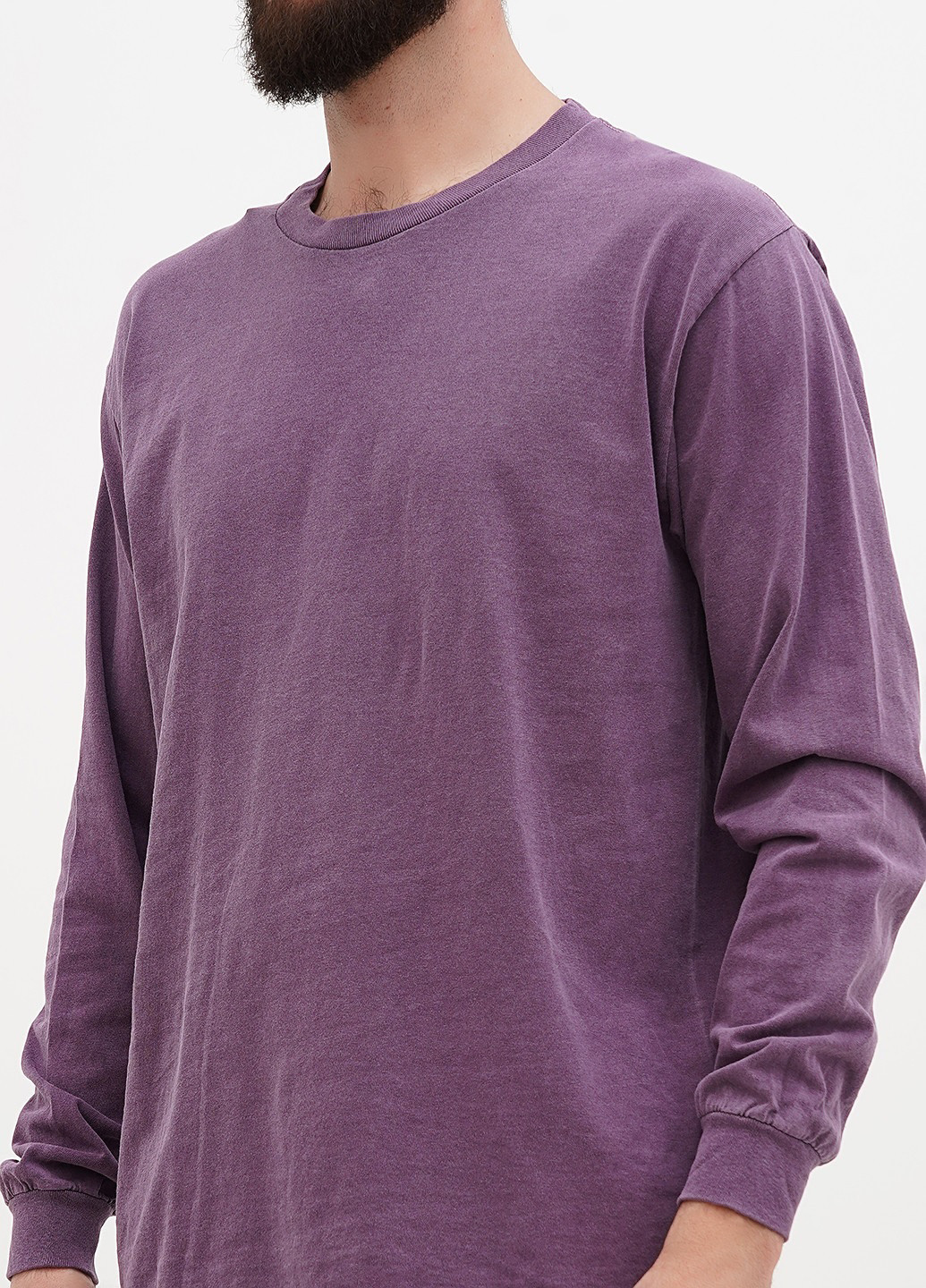 Лонгслів Blue 84 однотонний фіолетовий кежуали бавовна, трикотаж