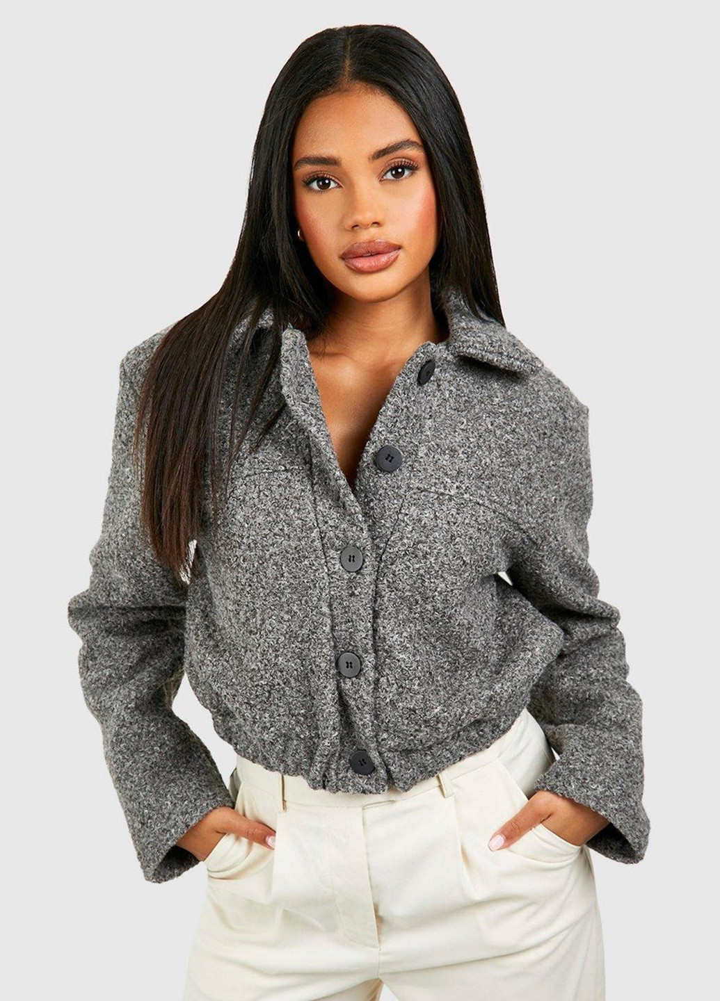 Серая демисезонная куртка Boohoo