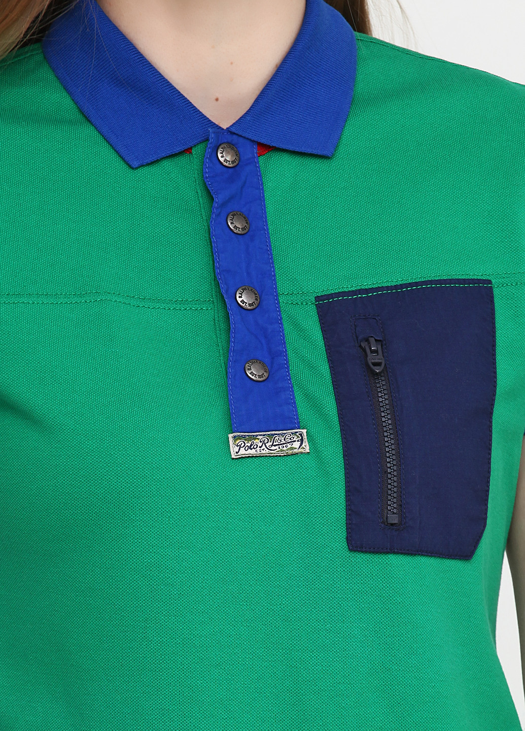 Зеленая женская футболка-поло Ralph Lauren однотонная