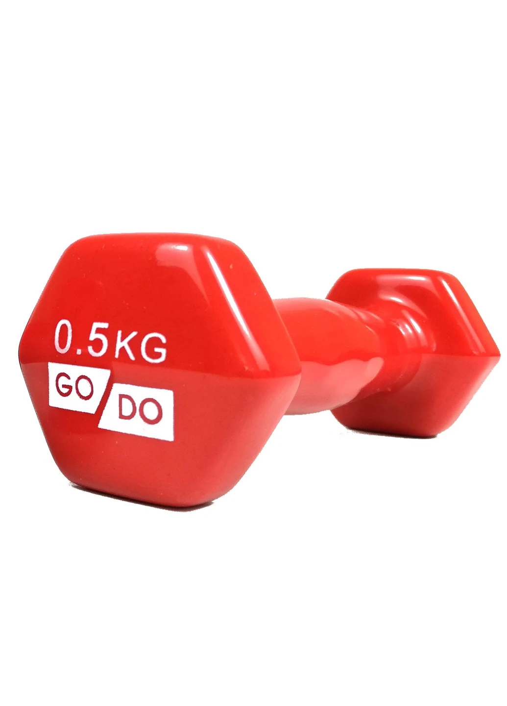 Гантель GoDo 0.5 кг 1 шт (EF-GD05R) с виниловым покрытием красная цельная литая неразборная для фитнеса EasyFit (241214930)