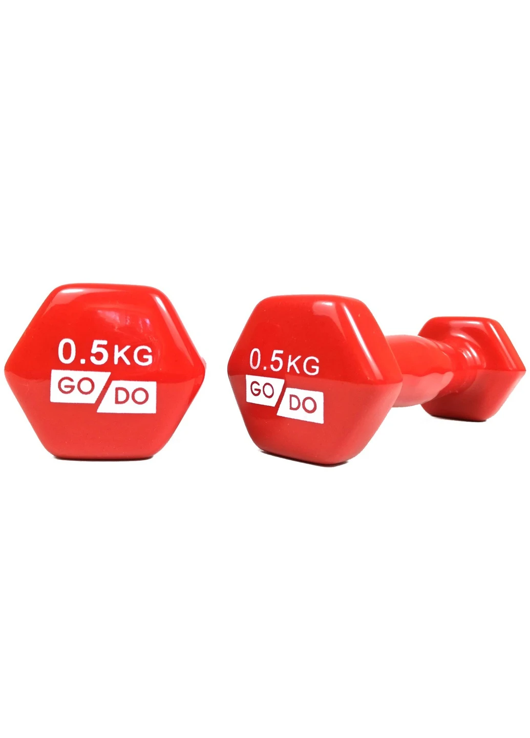 Гантель GoDo 0.5 кг 1 шт (EF-GD05R) с виниловым покрытием красная цельная литая неразборная для фитнеса EasyFit (241214930)