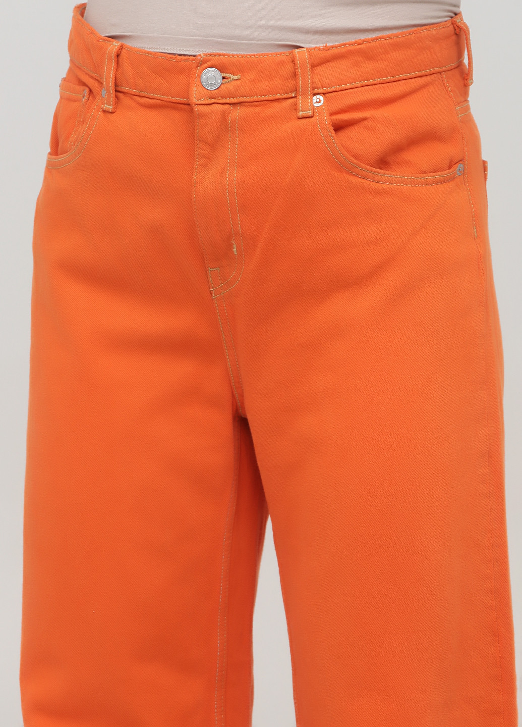 Оранжевые джинсовые демисезонные клеш брюки Weekday